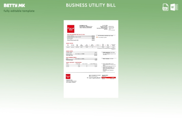 модерен стил Грција CORAL GAS шаблон за деловна сметка за комунални услуги